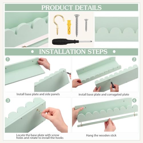 Qunclay Nursery Floating Shelves Headband and Bow Holder - Image 3