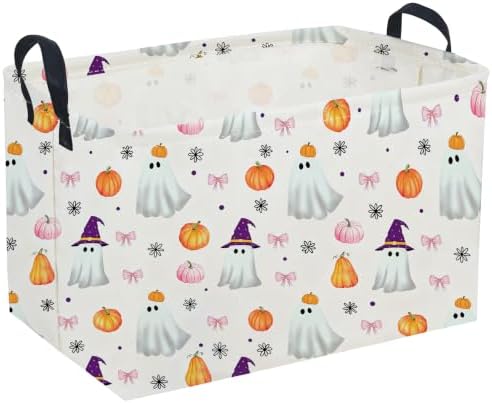 Sanjiaofeng Rectangular Pink Halloween Ghost Storage Basket, Trick or Treat by Sanjiaofen