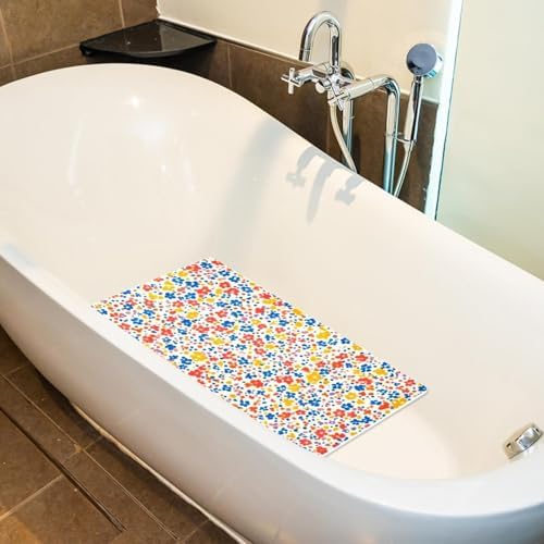 Bathtub Mat Non Slip 26.8x15.1 Inch, Flower Pattern Shower Mat - Image 5