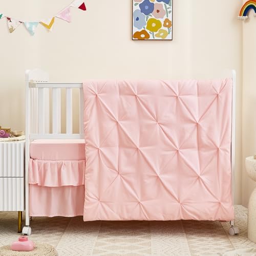 3-Piece Pink Crib Bedding Set for Girls - Image 3