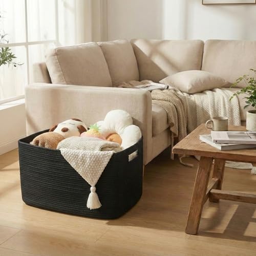 JMvicyroam 96L Large Woven Cotton Rope Blanket Basket - Image 2