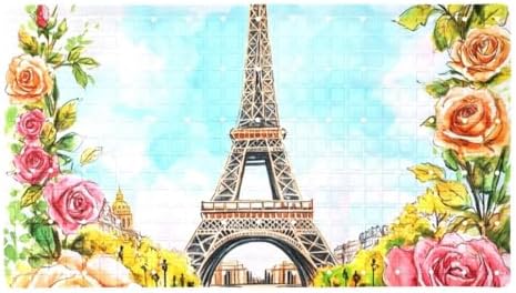 Bathtub Mat Non Slip 26.8x15.1In, Paris Eiffel Tower Rose Bath Mat by Anna+Cowper
