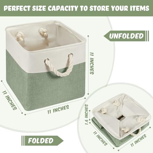 6 Pack 11x11 Inch Cube Storage Bins Fabric Square Cube Baskets - Image 2