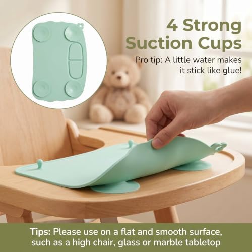 2-Pack Silicone Baby Mats with 8 Stretchable Straps & Suction Cups - Image 3