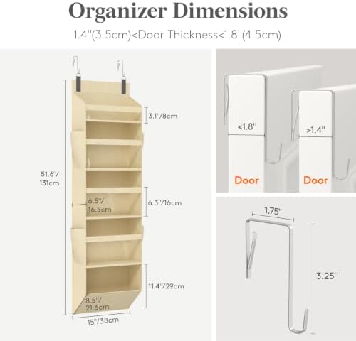 Lifewit 1 Pack Over the Door Organizer, 5 Section Hanging Storage - Image 2