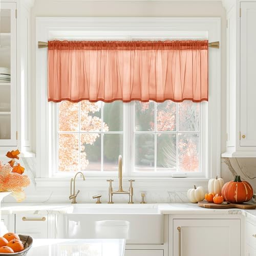 MIULEE Burnt Orange Fall Window Valance 1 Panel 54W x 18L - Image 6