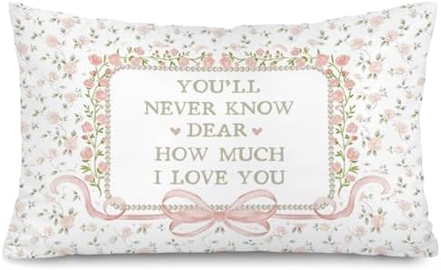 Pink Bow Floral Girl Nursery 12x20 Pillow Cover by Unknown