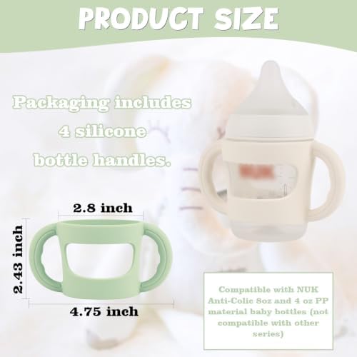4 Pack Baby Bottle Handles, Silicone Sleeves - Image 4