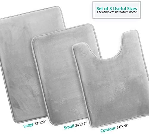 Clara Clark 3 Piece Bathroom Rugs Bath Mat Set, Velvet Memory Foam Bath Mats - Image 3