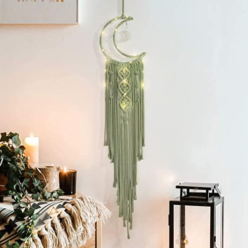 Boho Macrame Wall Hanging, Crochet Moon Star Dream Catcher by ANROYE