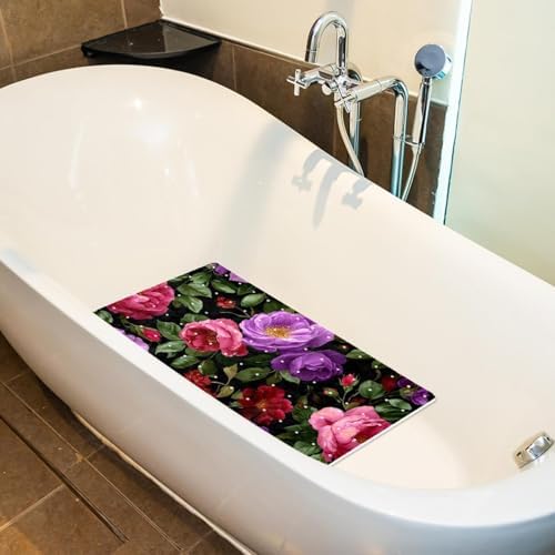 Shower Mat Non Slip 26.8 x 15.1 Inches, Tropical Flower Bathtub Mat Shower - Image 5