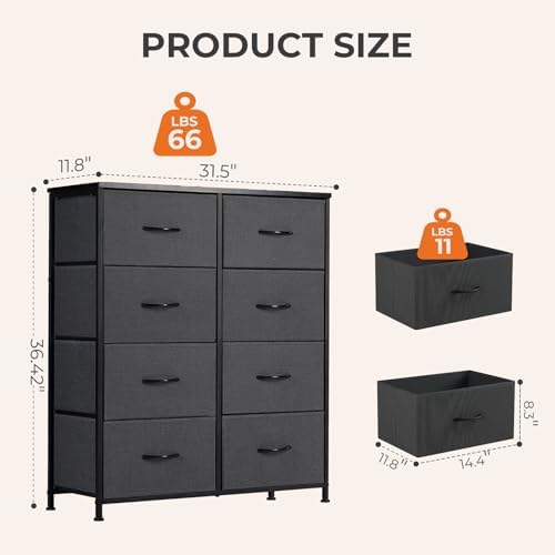 Sweetcrispy 8 Drawer Black Dresser - Image 3