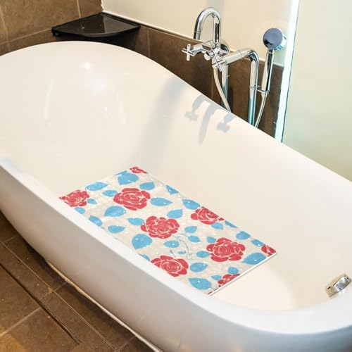 Bathtub Mat Non Slip 26.8x15.1In, Rose Bath Mat - Image 5