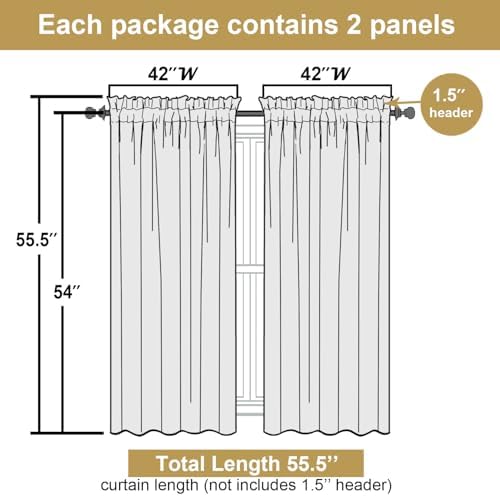Lecloud Leia Navy Blue Sheer Curtains 54 Inch Length 2 Pcs, Rod Pockets Bedroom - Image 3