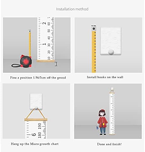 Kids Growth Chart, Wood Frame Fabric Canvas Height Measurement Ruler from Baby - Image 3