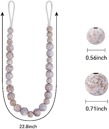 KLOGTSIND Wood Bead Curtain Tiebacks, 2 Pack Curtain Tie Backs - Image 2