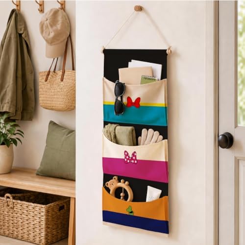3-Pocket Hanging Wall Organizer, Colorful Bow Design - Image 5