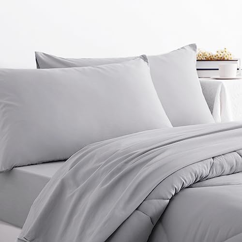 NTBAY Twin Microfiber Bed in a Bag, Comforter Set 5 Piece, Light Grey - Image 6