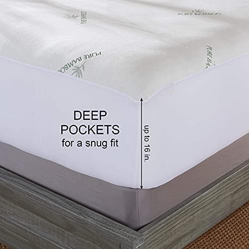 Queen Mattress Protector by PURE BAMBOO, Waterproof - Image 2