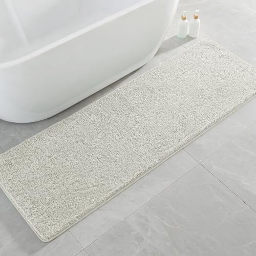 Polyester Bathroom Runner Rug 24"x72" Light Gray, Soft Bath Mat by Kildoss