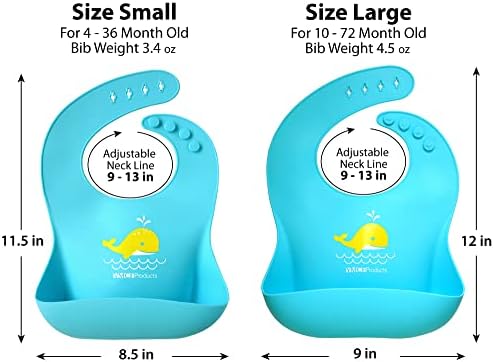 2-Pack Waterproof Silicone Baby Bib Lightweight Comfortable Easy-Wipe Clean - Image 3