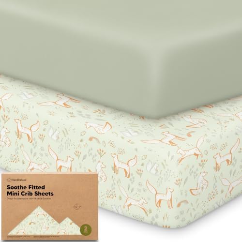 2-Pack Mini Crib Sheets Fitted, 38x26 Pack N Play Mattress Sheets by KeaBabies