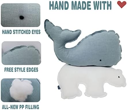 Marble Empire Whale Pillow Linen, Coastal Ocean Decorative Pillow - Image 2