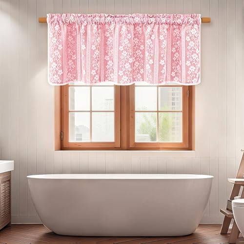 ASPMIZ Pink Valances for Windows Farmhouse Valance Curtains for Kitchen - Image 5
