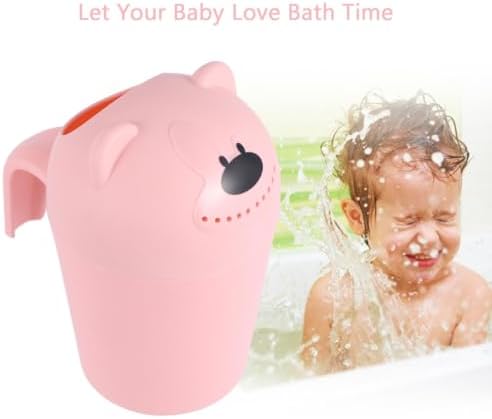 Cartoon Bear Baby Bath Rinse Cup Shampoo Scoops PP Pink - Image 3