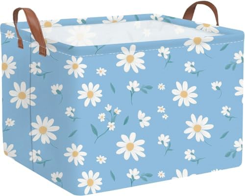 Rectangular Daisy Storage Basket, Kids Laundry Hamper, Waterproof foldable kids by FXOCSHE