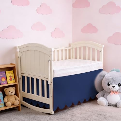 100% Cotton Scallop Edge Crib Bed Skirt, 4-Sided Soft Breathable Cotton Bedding - Image 7