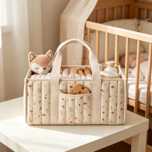 Woodland Diaper Caddy Organizer Stylish Nursery Storage Basket - Image 5