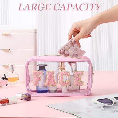 4 Pcs Toiletry Bag Clear Chenille Letter Pouch Diaper Bag Organizer Snacks - Image 3