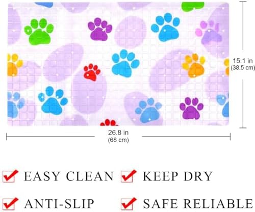 Bathtub Mat Non Slip 26.8x15.1In, Dogs Paw Bath Mat - Image 4