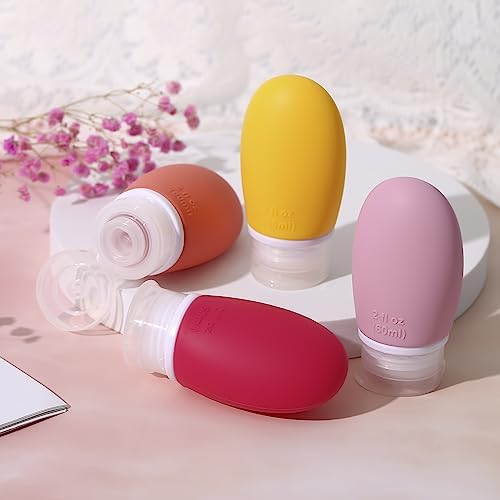 LIYUABU Leak Proof Silicone Travel Bottles, 4 Pack 2oz Liquid Squeezable - Image 6