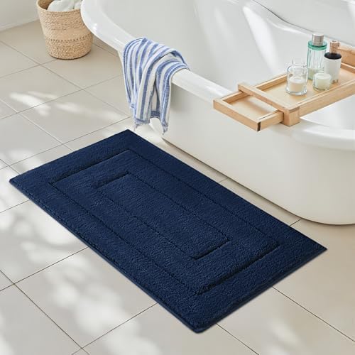 GRANNY SAYS Blue Bathroom Runner Rug 24" x 48", Soft Microfiber Bath Mat by GRANNYSAYS