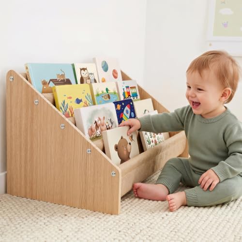 Toddler Bookshelf 4 Tier Solid Wood Montessori Nursery Book Organizer Kids by Unknown