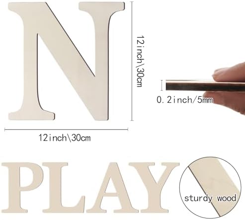 Wooden Letters 12 Inch Large Paintable Wood Letters N - Image 2