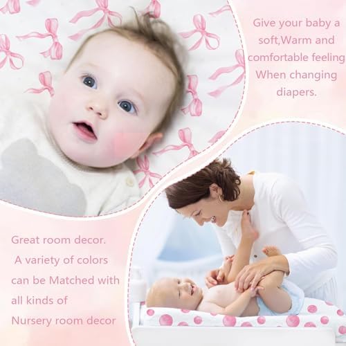 2 Pack Pink Bow Baby Changing Pad Covers - Image 6