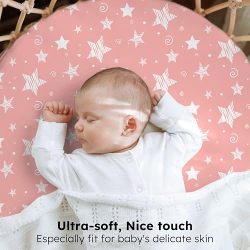 Baby Bassinet Sheets, 3 Pack Fitted Bassinet Mattress Sheets, Compatible - Image 2