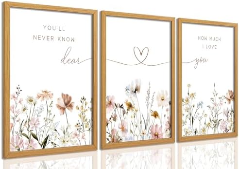 JBZDD 3Pcs Wildflower Nursery Wall Art – Boho Botanical Flower Posters by JBZDD