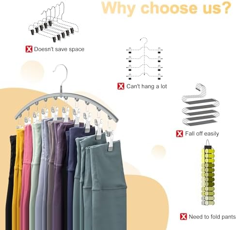 Volnamal Legging Organizer for Closet, Metal Yoga Pants Hanger w/Rubber Coated - Image 2