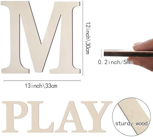 Wooden Letters 12 Inch Large Paintable Wood Letters M - Image 2