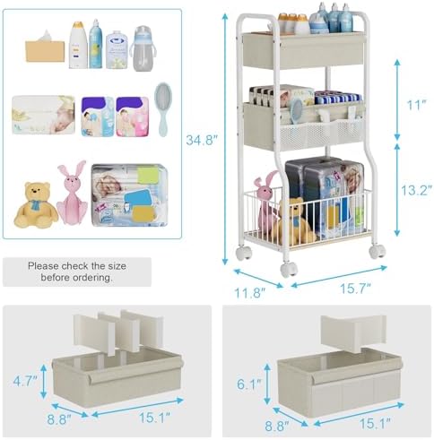3-tier Baby Diaper Caddy Organizer and Storage Cart - Image 2
