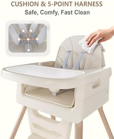 Baby High Chair for 6 Months+, Foldable High Chairs for Babies and Toddlers - Image 5