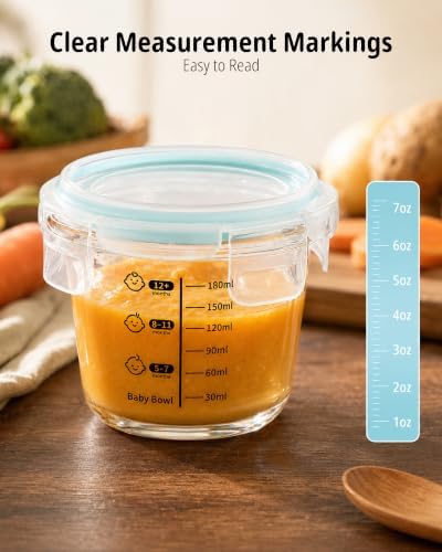 SosekiBaby 4 Pack 7oz Glass Baby Food Storage Containers, Leak-Proof - Image 2
