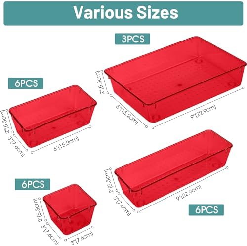 25 PCS Plastic Drawer Organizer Set, Makeup Organizers and Storage Bins - Image 2