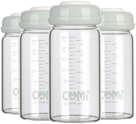 COMI Wide Neck Glass Breastmilk Collection n Storage Bottle, 8oz by COMI