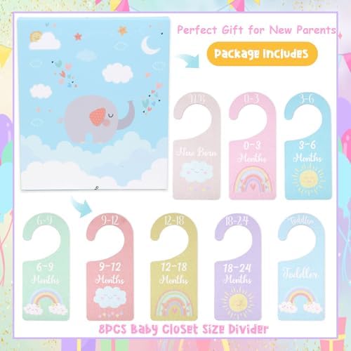 Baby Closet Dividers 8PCS, Pastel Rainbow Theme Wooden Double-Sided Clothes - Image 6