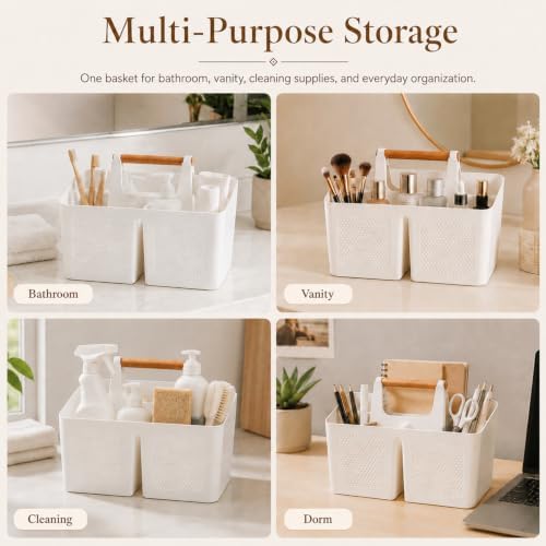 Haundry Plastic White Shower Caddy Basket - Image 6